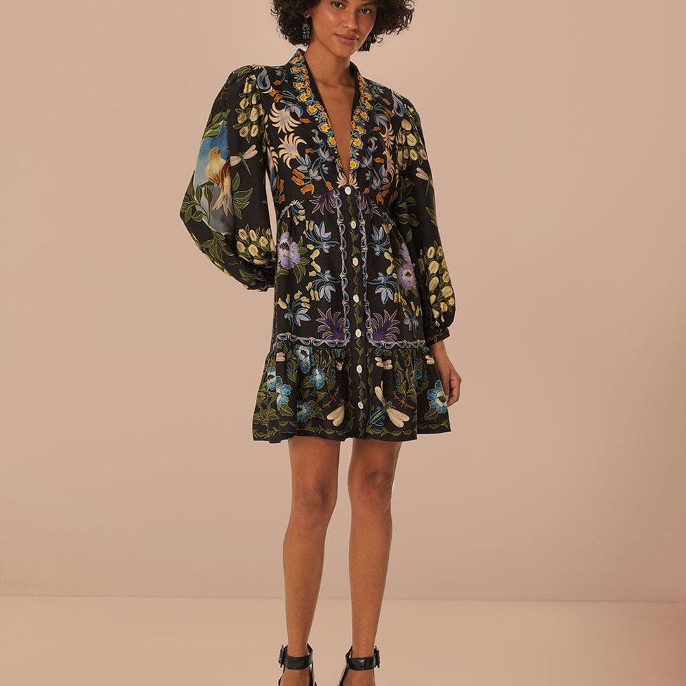 Farm Rio Winter Garden Mini Dress